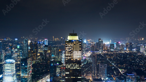 Beautiful Jakarta cityscape with glowing skyscrapers