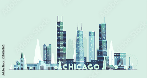 Chicago skyline United States city drawn vector