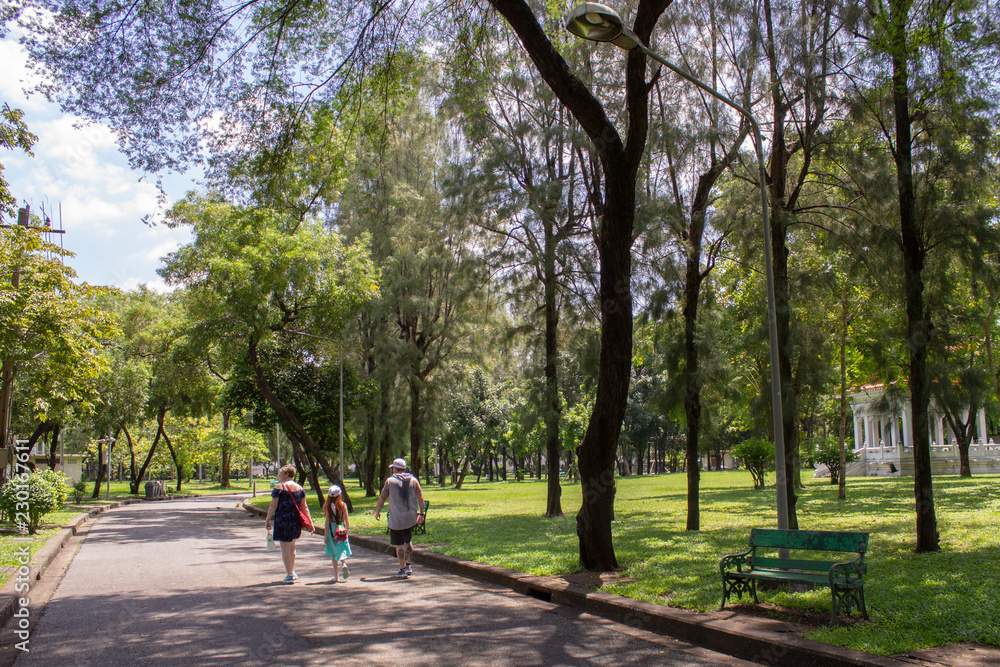 a family walking in the park