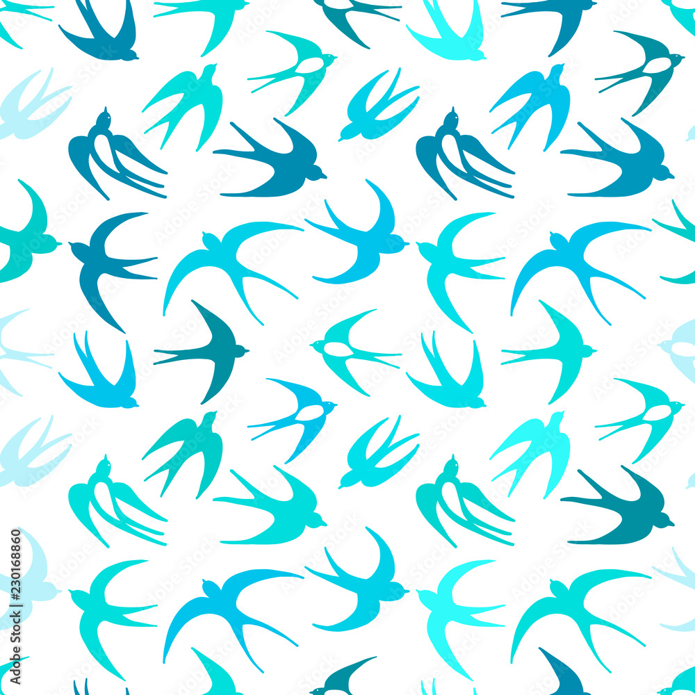 Swallows, seamless pattern for your design Swallows, seamless pattern for your design