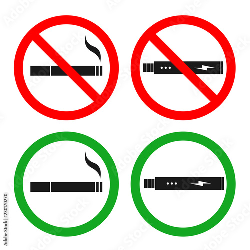 NO VAPING sign. NO SMOKING sign. Vector.