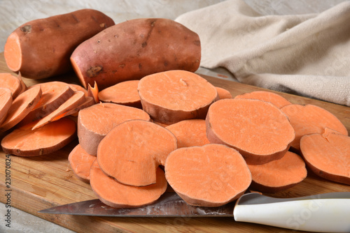 Siced sweet potatoes