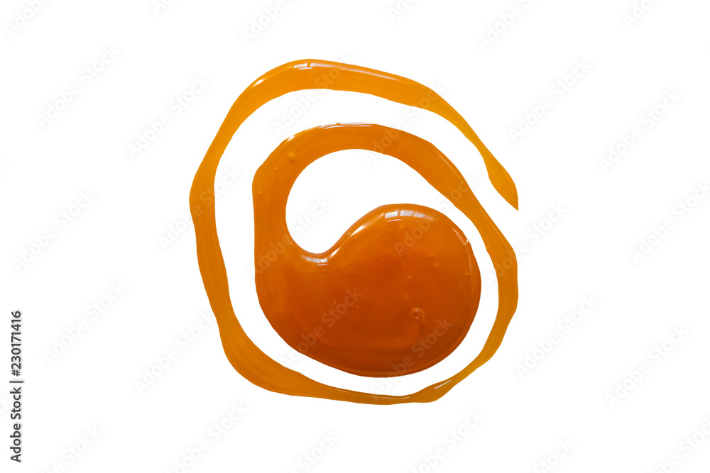 Fototapeta premium Spot, buckwheat brown honey strip, isolated on white background, 