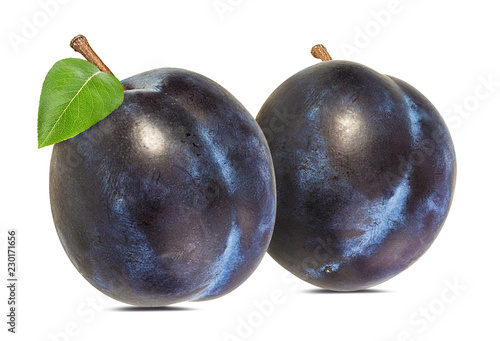 Fresh plum isolated on white background with clipping path