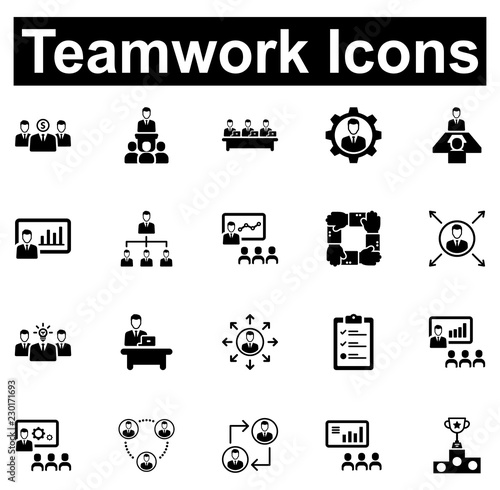Teamwork Icon set - 2 (Black series)