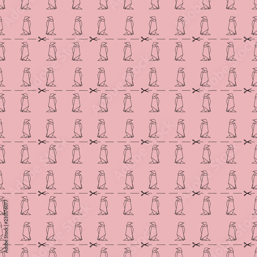 pattern with an origami penguin