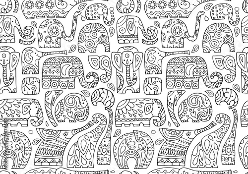Ornate elephants, seamless pattern for your design