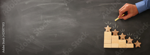 Photography concept banner of setting a five star goal
