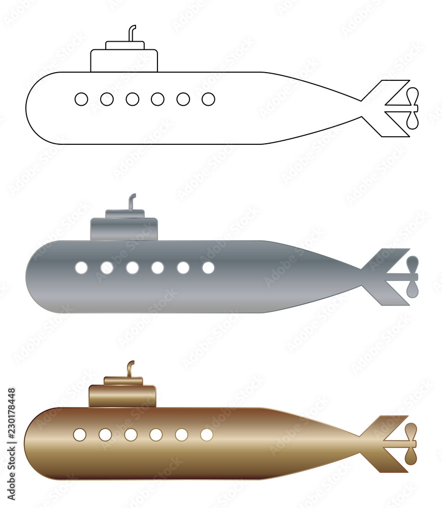 Simple illustration of military submarine set icon for web design vector eps 10 Simple illustration of military submarine set icon for web design vector eps 10