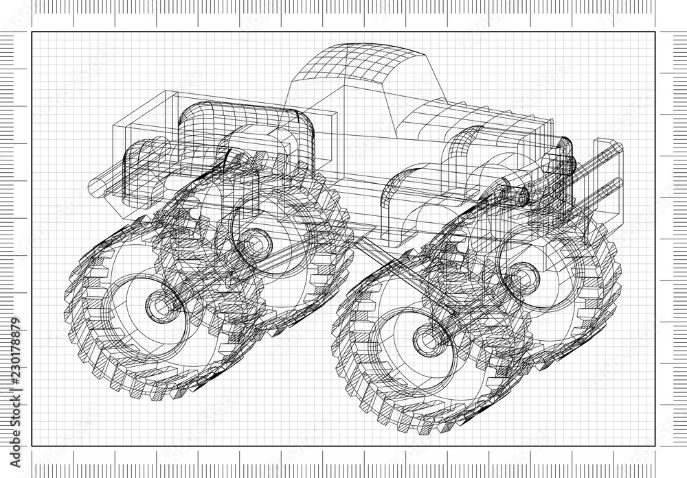 Monster Truck 3D blueprint 