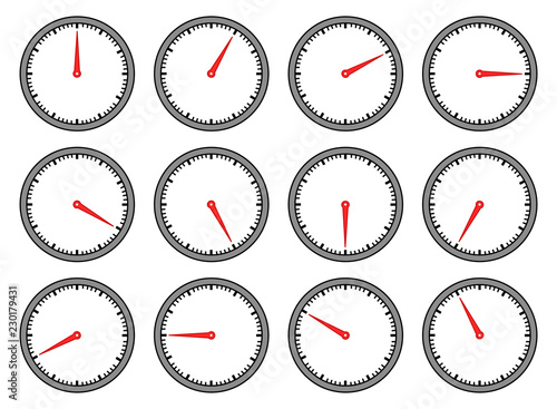 Uhr / Wanduhr / Anzeige / Sammlung / Stunden / Minuten / Uhrzeit