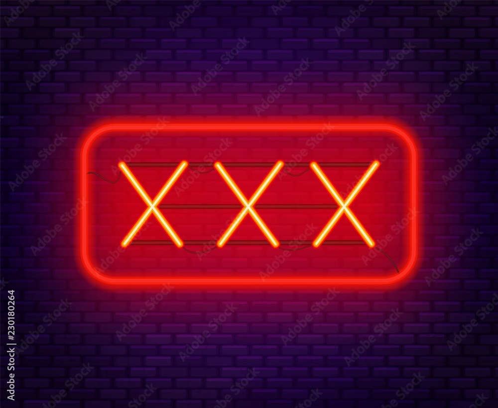 Naklejka premium XXX neon sign on a dark background.