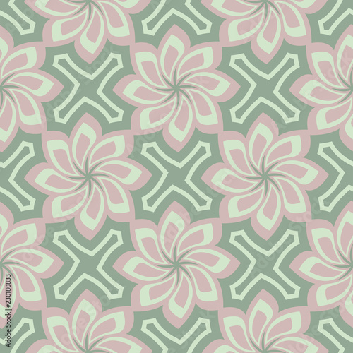 Olive green floral seamless pattern. Background with flower designs