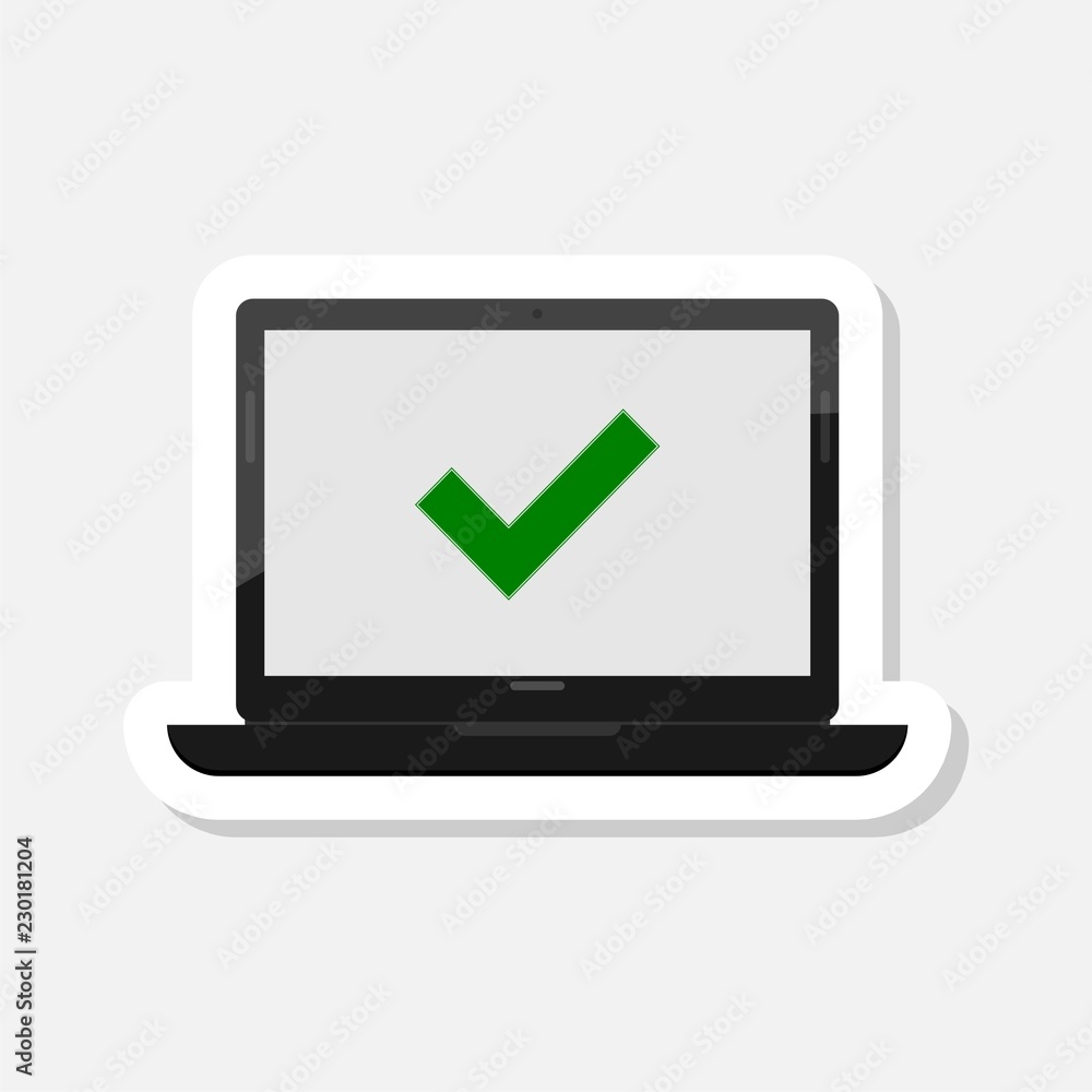 Laptop and check mark sticker Laptop and check mark sticker