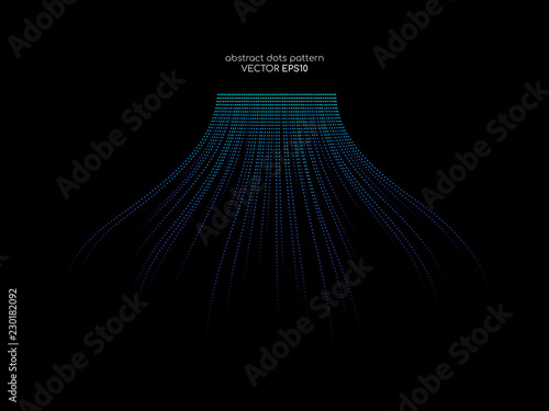 Abstract vector wave line flowing green and blue color isolated on black background for design elements in concept technology, music, science, A.I.