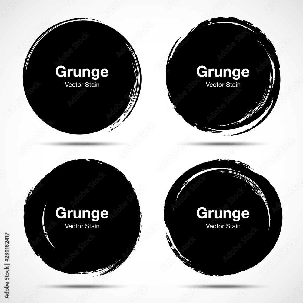 Hand drawn circle brush sketch set. Vector circular grunge doodle round