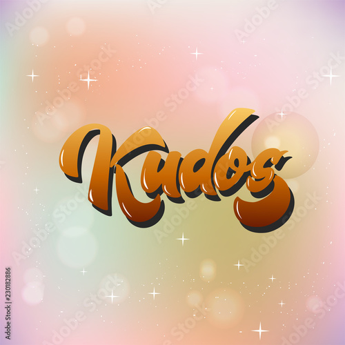 Bravo Kudos. Beautiful greeting card scratched calligraphy text word Kudos Bravo. Hand drawn invitation T-shirt print design. Handwritten modern brush lettering vector photo