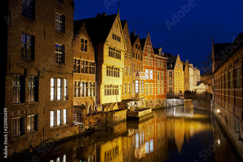 canal in ghent at night