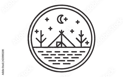 The wigwam on the lake shore, round logo
