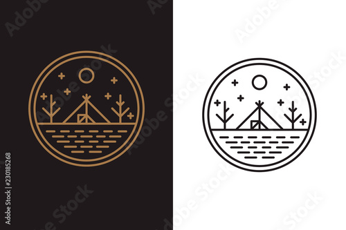 The wigwam on the lake shore, round logo