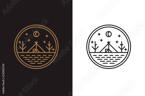 The wigwam on the lake shore, round logo
