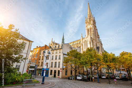 Morning view on the saint Epvre cathedral in Nancy city, France