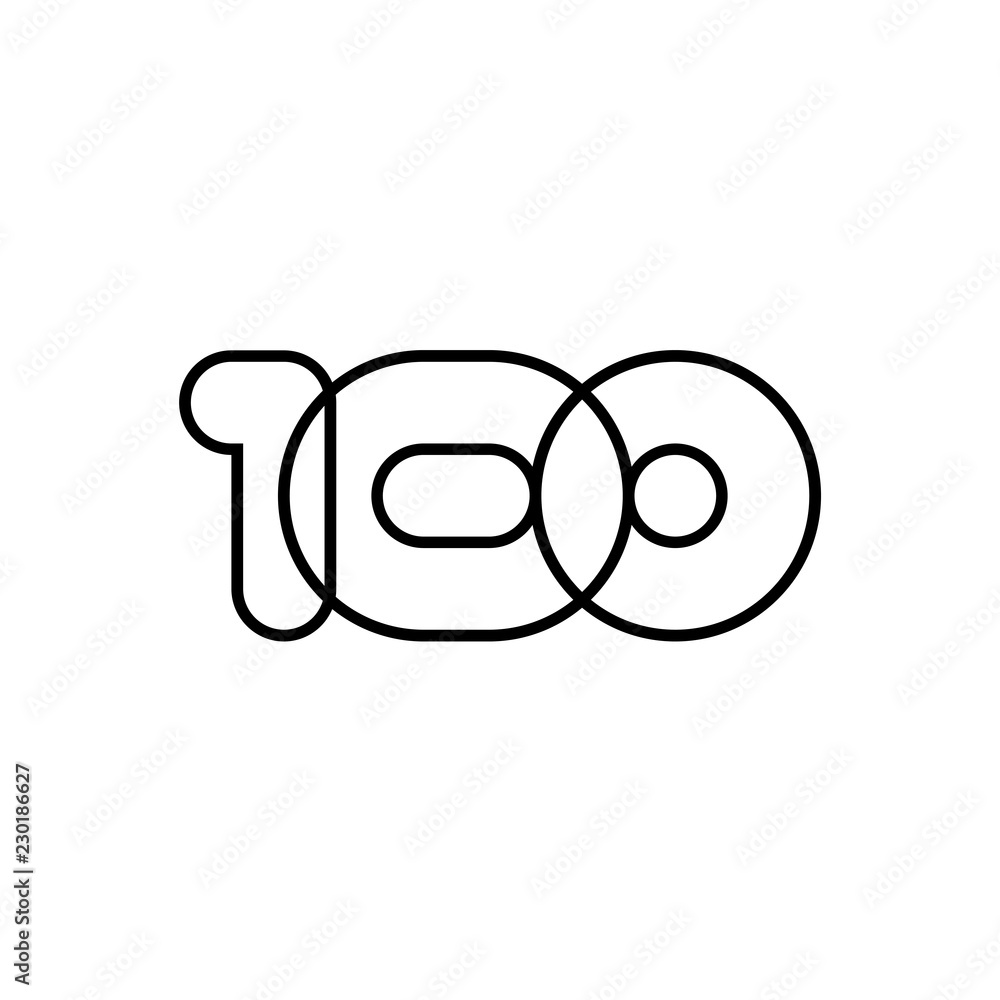 Number 100, black and white overlapping thin lines Number 100, black and white overlapping thin lines