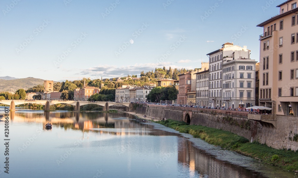 Florenz Mond Piazzale Michelangelo Reflection Fluss