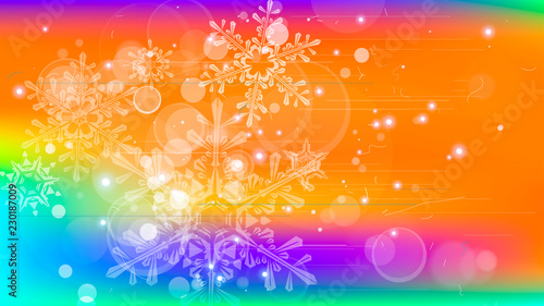 Snowflakes and festive lights - vector background with beautiful snowflakes that merrily shine and shimmer in color space