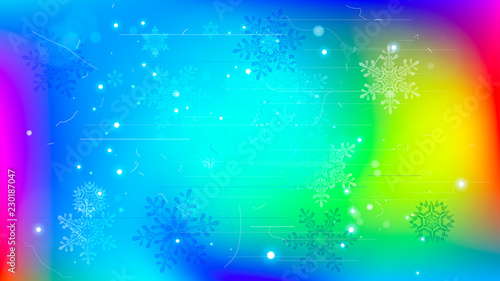 Snowflakes and festive lights - vector background with beautiful snowflakes that merrily shine and shimmer in color space