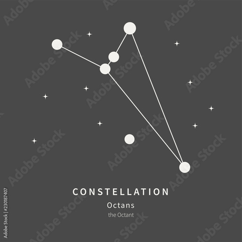 The Constellation Of Octans. The Octant - linear icon. Vector illustration of the concept of astronomy. photo