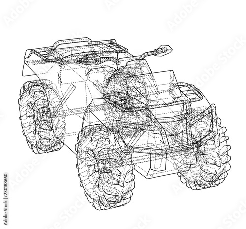 ATV quadbike concept outline. Vector