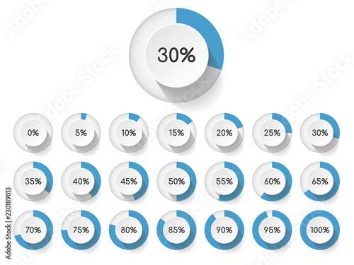 Set of circle percentage diagrams for infographics design elements