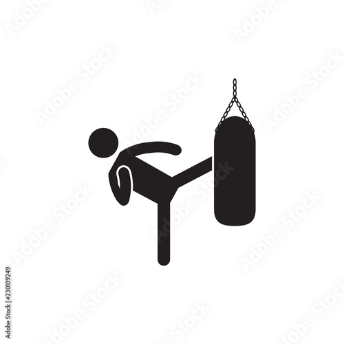 Kicking heavy bag icon. Vector.