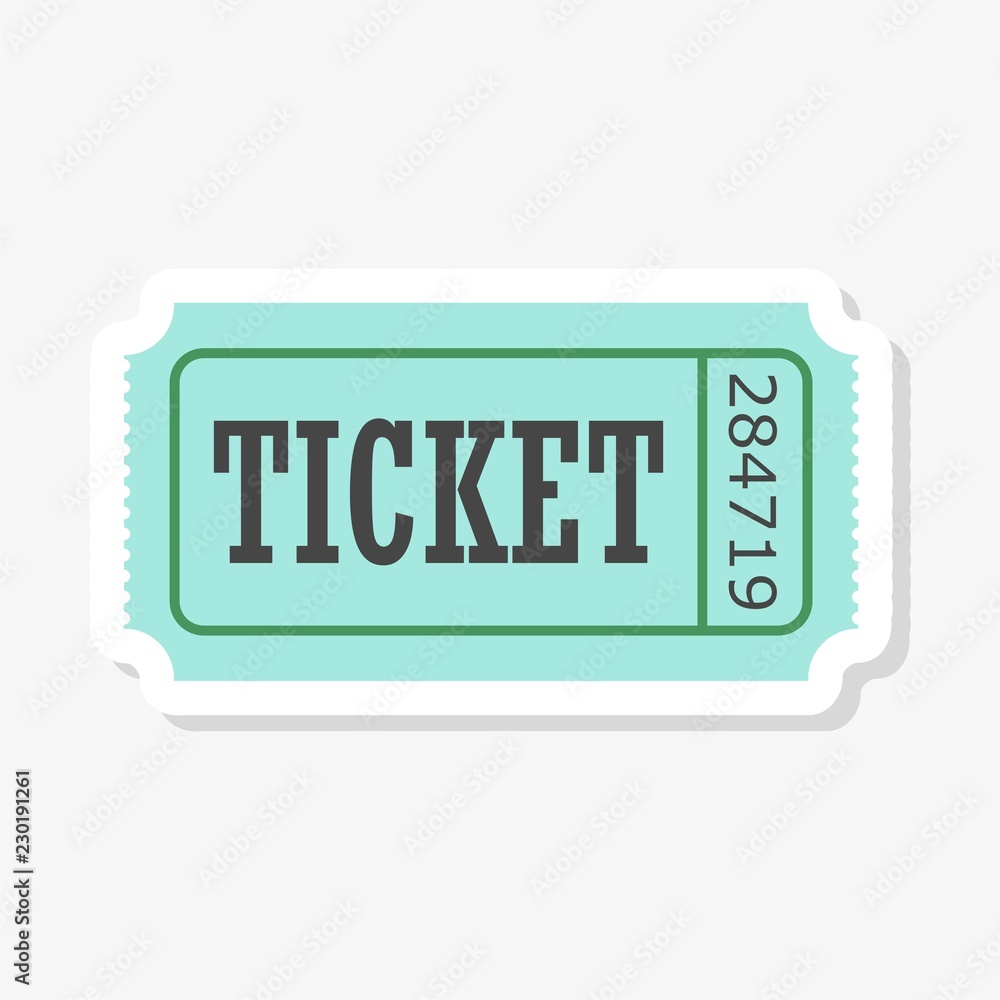 Cinema ticket sticker isolated on white background Cinema ticket sticker isolated on white background