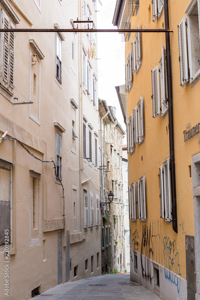 Narrow street in Trieste, Italy