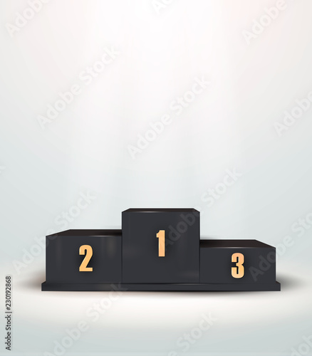 Golden and black winners podium. Vector illustration
