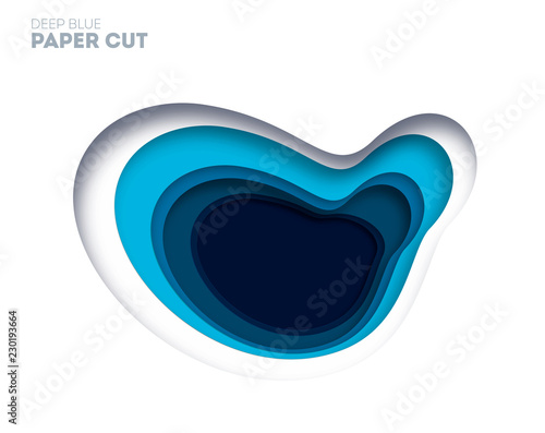 Abstract colorful background with paper curved relief layers. Vector illustration. Material design. Paper cutting poster. Applicable for business banner, flyer, poster, brochure design