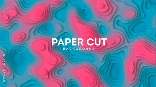 Abstract background with paper cut out layers. Vector illustration. Material design. Paper cutting texture. Applicable for business banner, flyer, poster, brochure design