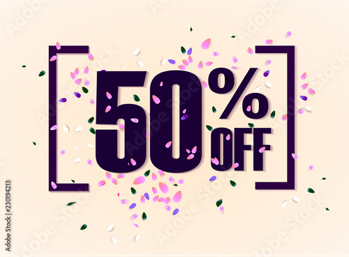 50 percent off discount promotion tag. Promo sale label. vector flares on white background. Vector illustration