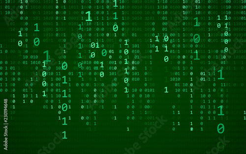Digital binary data and streaming binary code background. Matrix background with digits 1.0. Vector illustration