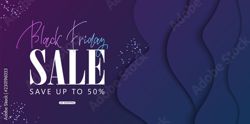 Black friday sale background. Modern design.Universal vector background for poster, banners, flyers, card.Paper art style.