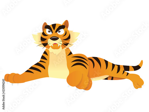 Fototapeta Naklejka Na Ścianę i Meble -  Cartoon Tiger Lying Down