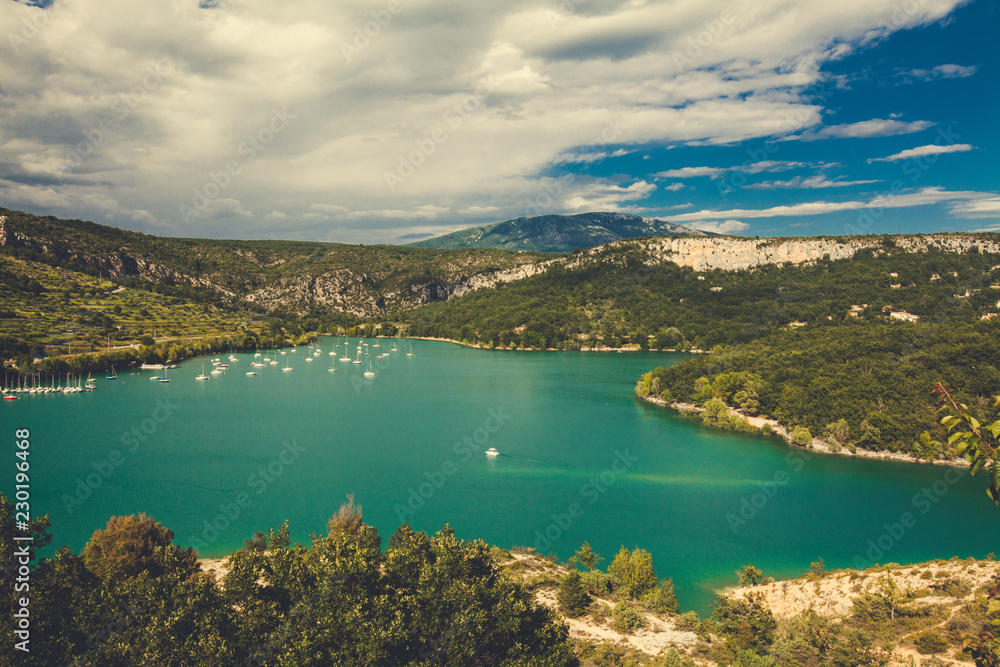 Turquoise waters of Sainte-Croix lake, France