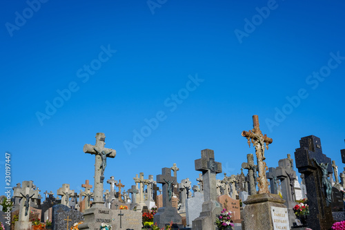 Crosses at Tréboul cemetary, Douarnenez, France photo