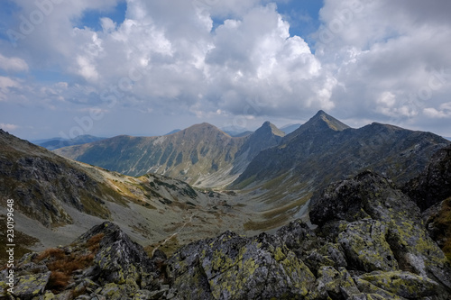 mountain panorama from top of Banikov peak in Slovakian Tatra mountains