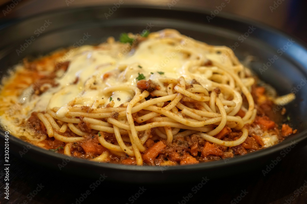 spaghetti bolognese close up with selected focus spaghetti bolognese close up with selected focus