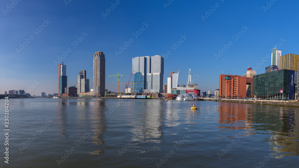 Rotterdam skyline at daylight  panoramic
