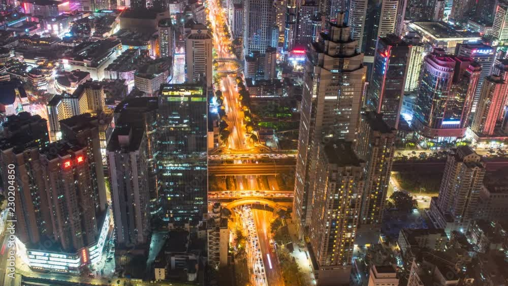 Time lapse of Shenzhen downtown district at night Time lapse of Shenzhen downtown district at night