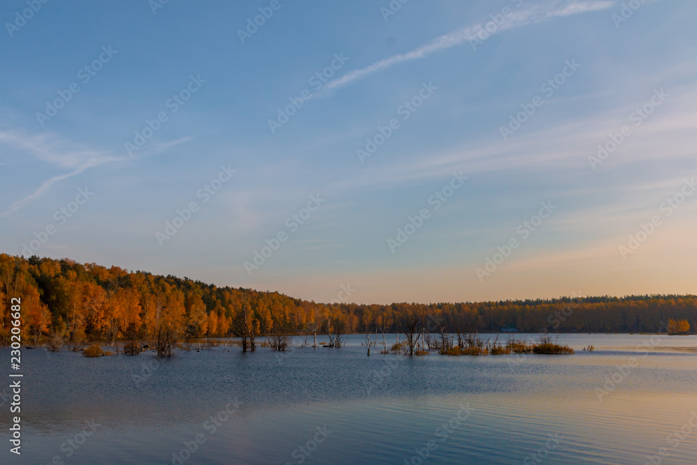 Fototapeta premium sunset over the lake